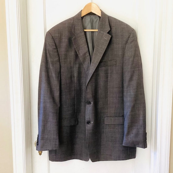 Chaps Men's Sport Coat Gray 100% Wool Size 48 Long Blazer Jacket Office Career - Picture 1 of 15